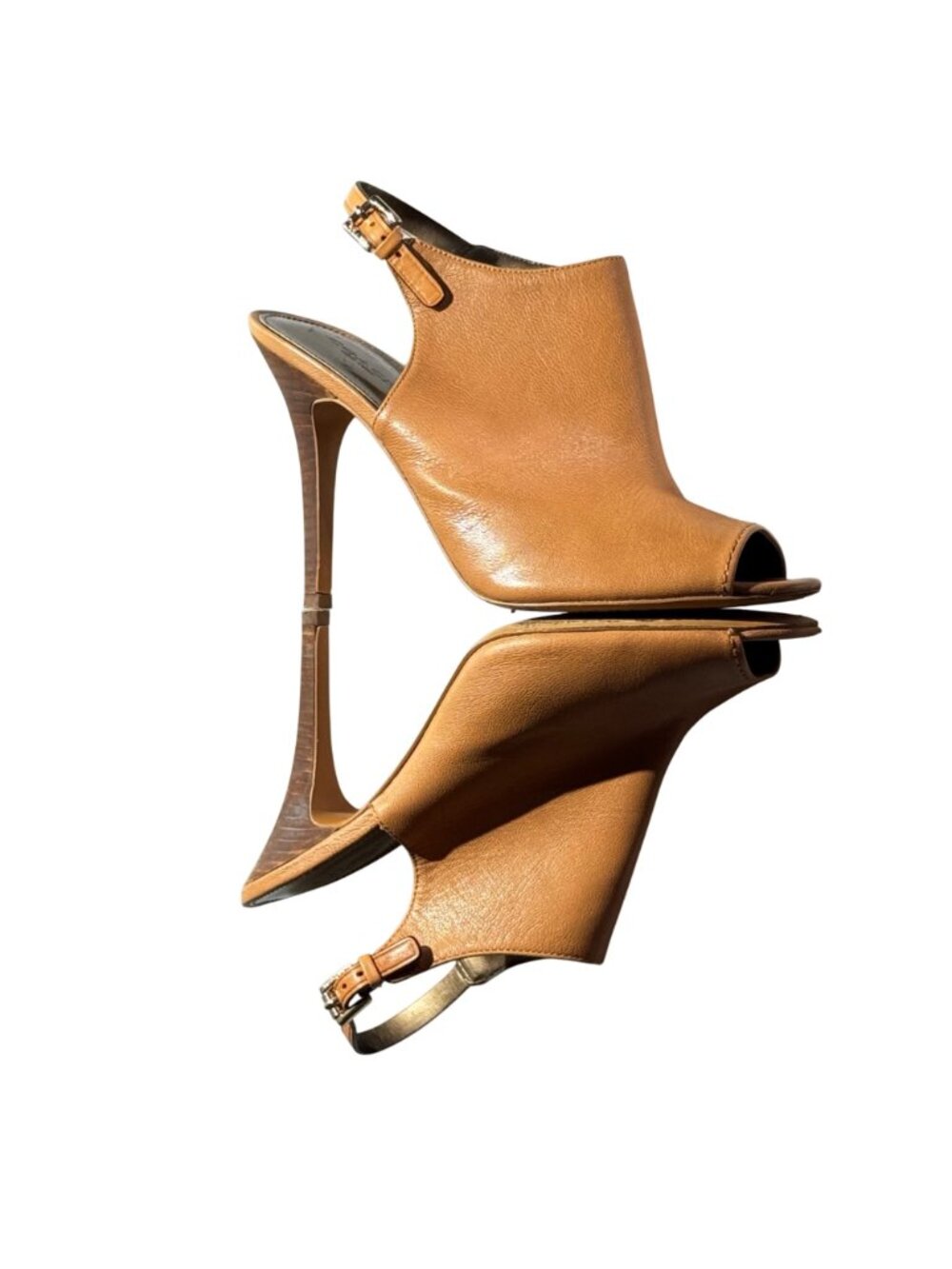 Coach Lanora Soft Grain Tan Leather Open-Toe Slingback Heels 8.5B Womens Shoes - Picture 6 of 12